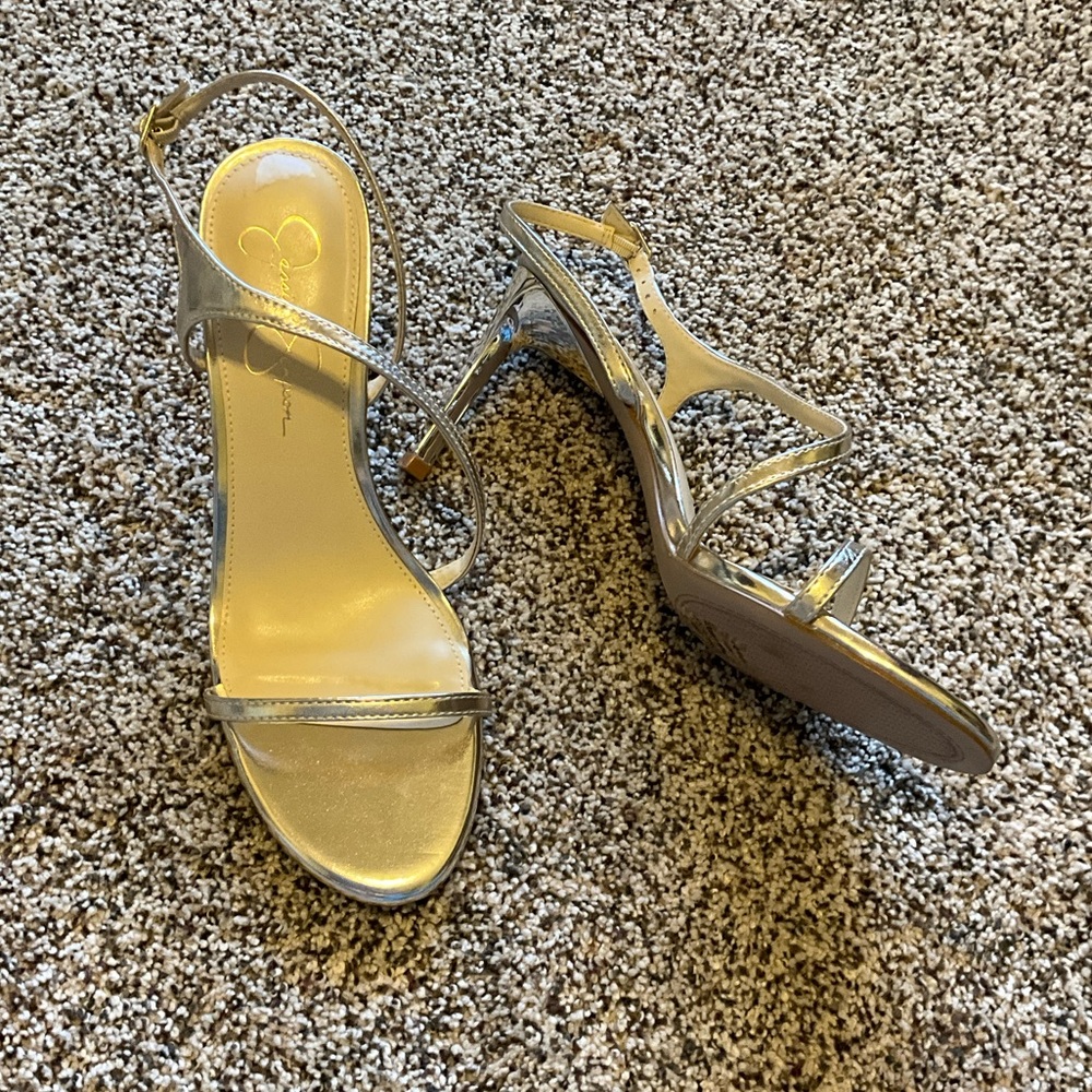 Jessica Simpson Silver Strappy Heels